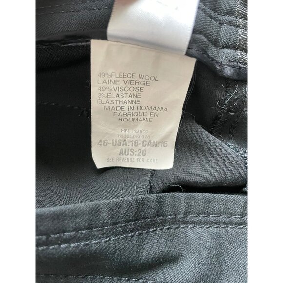 Apanage Trouser Pants Straight Leg Black Fleece Wool Blend Flat Front Size 16 - Picture 6 of 9